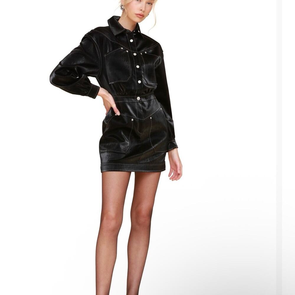 Avec Les Filles Women's Faux-Leather Carpenter Mini Dress